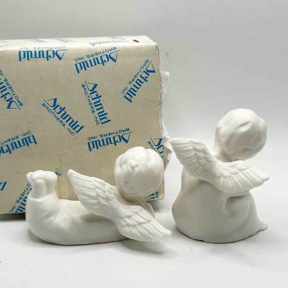 Schmid Bros Vintage White Sleeping Cherub Angels Figurines Japan - Picture 4 of 5